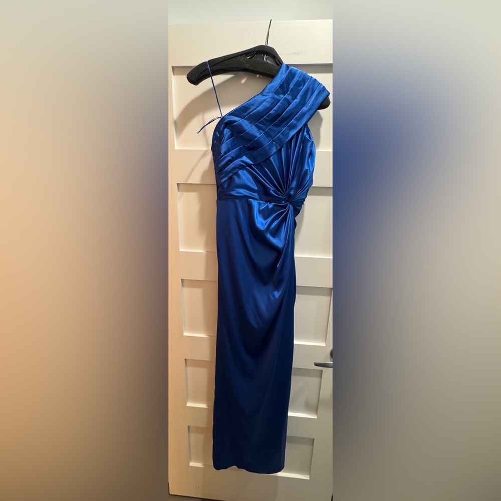 Adrianna Papell Blue One-Shoulder Dress